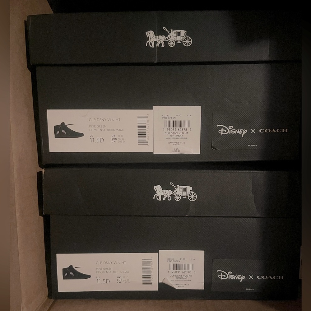 🎃Coach Disney X Clip High Top Sneaker With Maleficent Dragon Motif - Picture 5 of 6